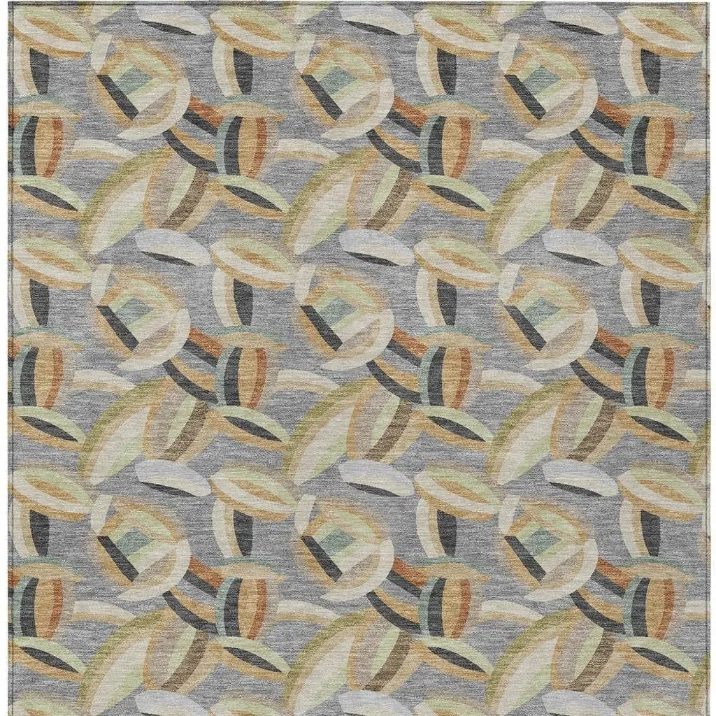 10' X 14' Gray And Charcoal Abstract Washable Indoor Outdoor Area Rug Homeroots Outdoor
