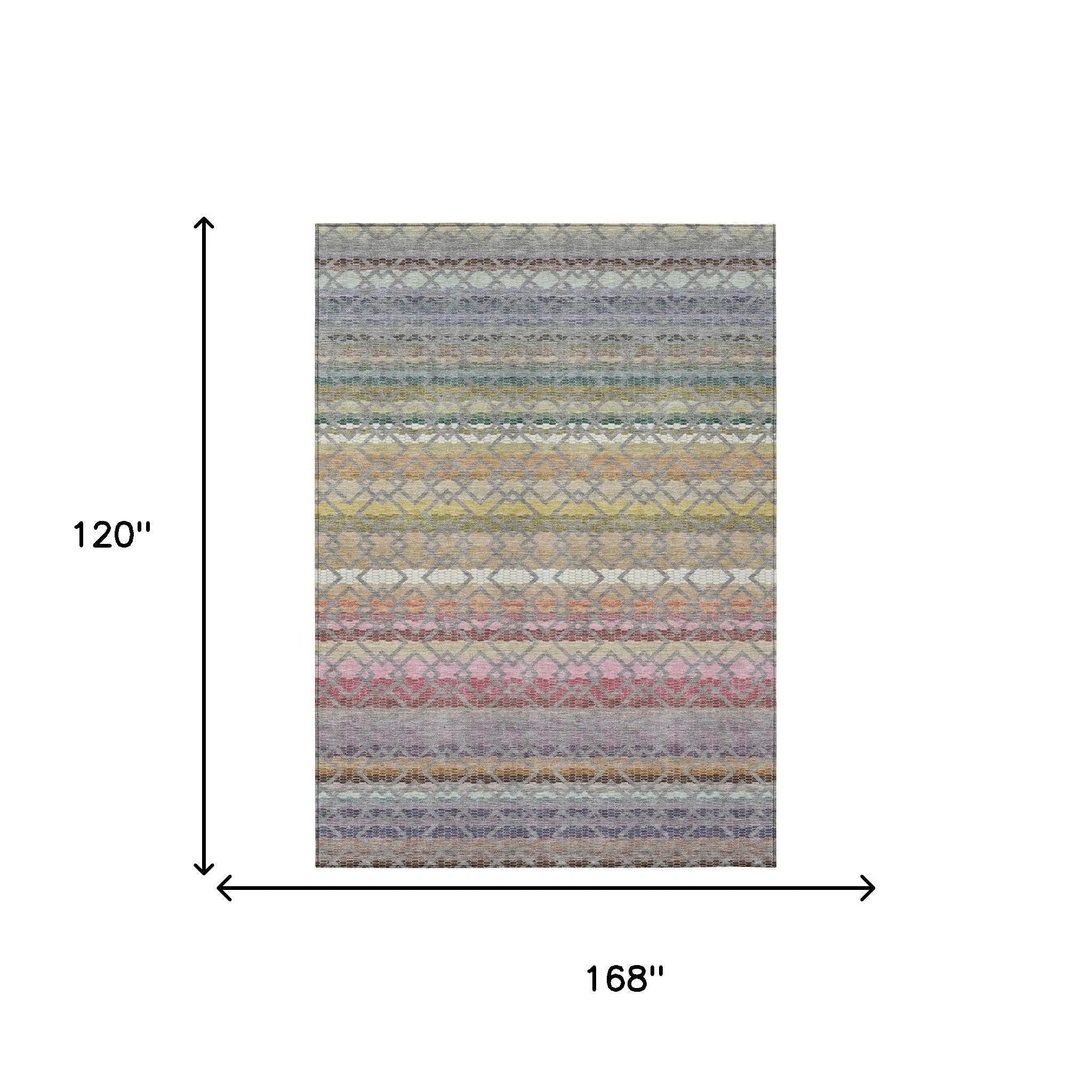 10' X 14' Gray And Chocolate Striped Washable Indoor Outdoor Area Rug Homeroots Outdoor