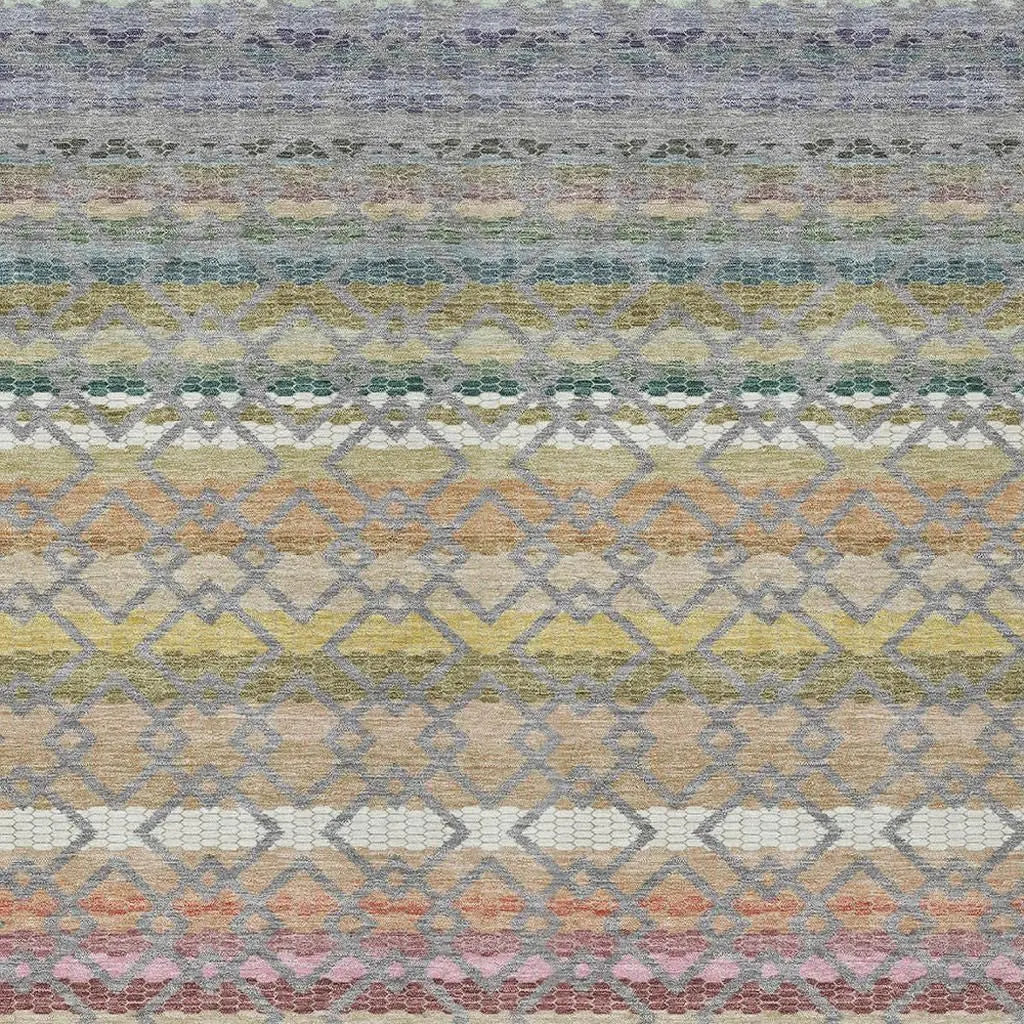 10' X 14' Gray And Chocolate Striped Washable Indoor Outdoor Area Rug Homeroots Outdoor