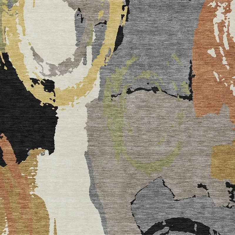 10' X 14' Gray And Copper Abstract Washable Indoor Outdoor Area Rug Homeroots Outdoor