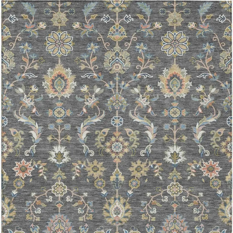 10' X 14' Gray And Denim Blue Abstract Washable Indoor Outdoor Area Rug Homeroots Outdoor
