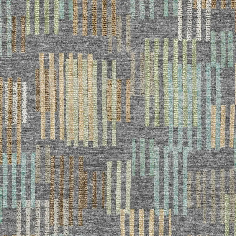 10' X 14' Gray And Fern Green Striped Washable Indoor Outdoor Area Rug Homeroots Outdoor