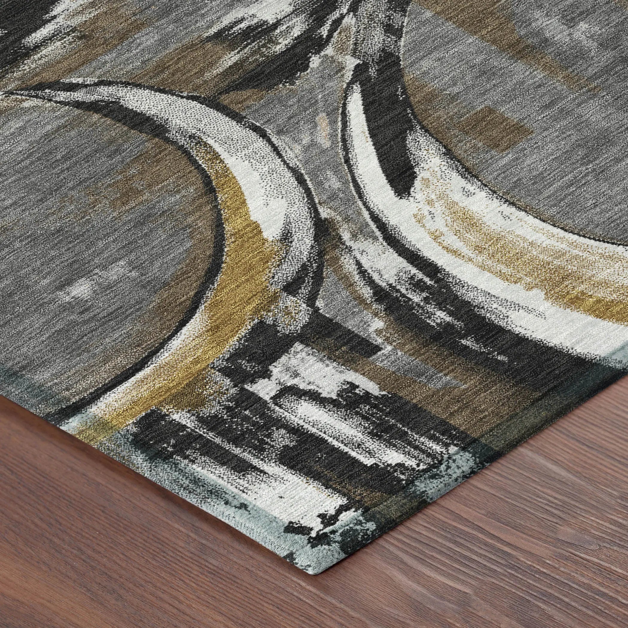 10' X 14' Gray And Graphite Abstract Washable Indoor Outdoor Area Rug Homeroots Outdoor