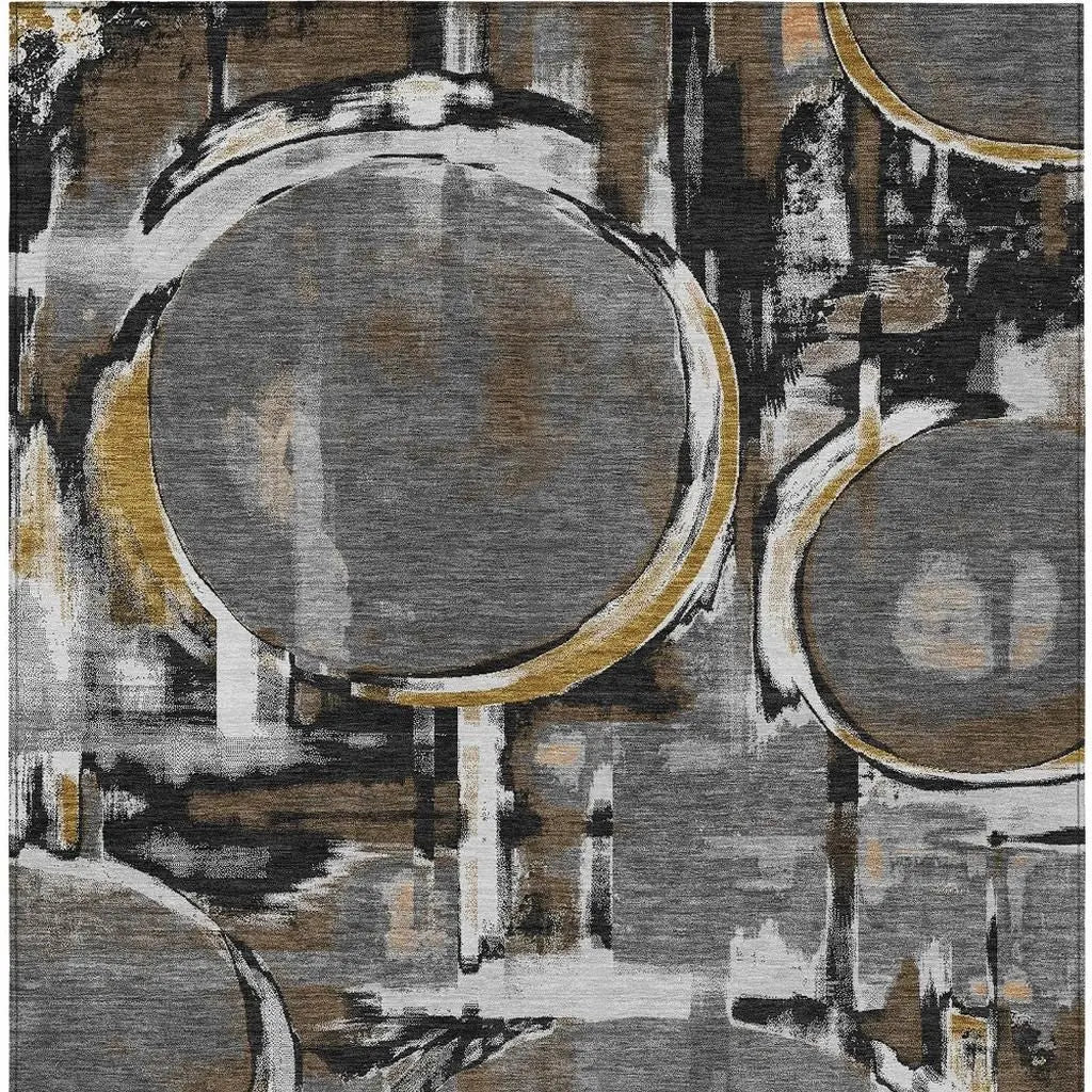 10' X 14' Gray And Graphite Abstract Washable Indoor Outdoor Area Rug Homeroots Outdoor