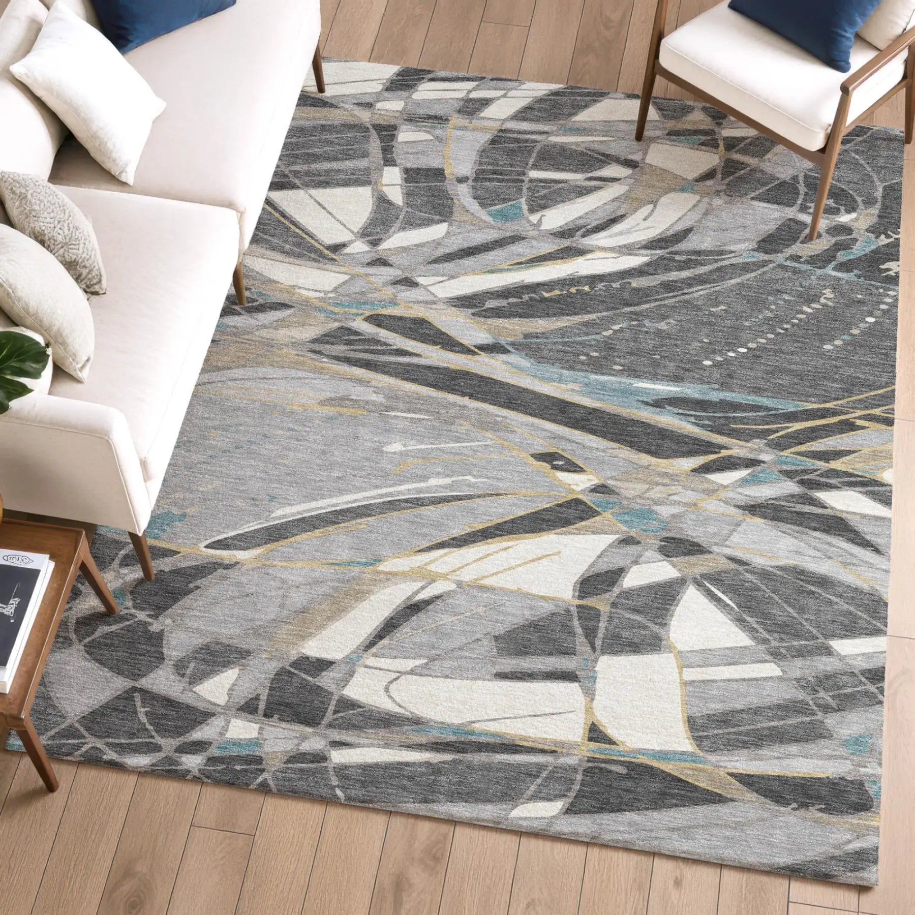 10' X 14' Gray And Graphite Abstract Washable Indoor Outdoor Area Rug Homeroots Outdoor