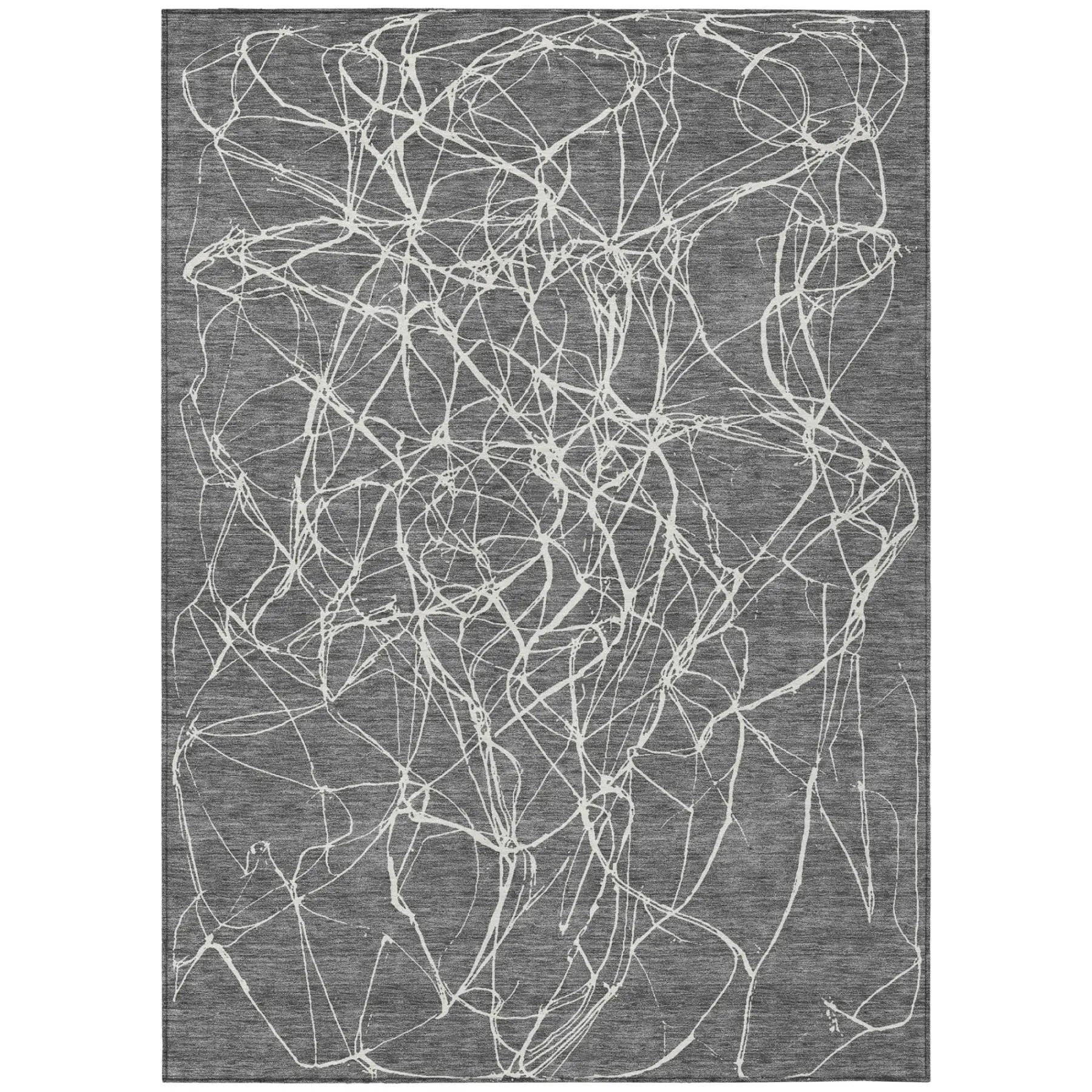 10' X 14' Gray And Graphite Abstract Washable Indoor Outdoor Area Rug Homeroots Outdoor