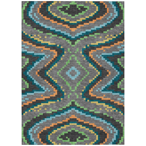 10' X 14' Gray And Graphite Abstract Washable Indoor Outdoor Area Rug Homeroots Outdoor