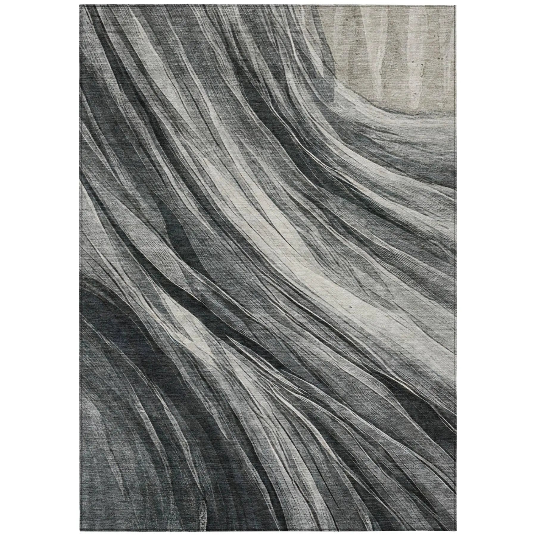10' X 14' Gray And Graphite Abstract Washable Indoor Outdoor Area Rug Homeroots Outdoor