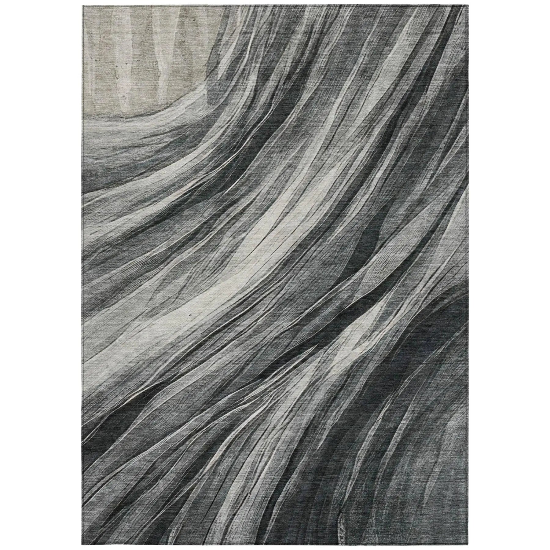 10' X 14' Gray And Graphite Abstract Washable Indoor Outdoor Area Rug Homeroots Outdoor