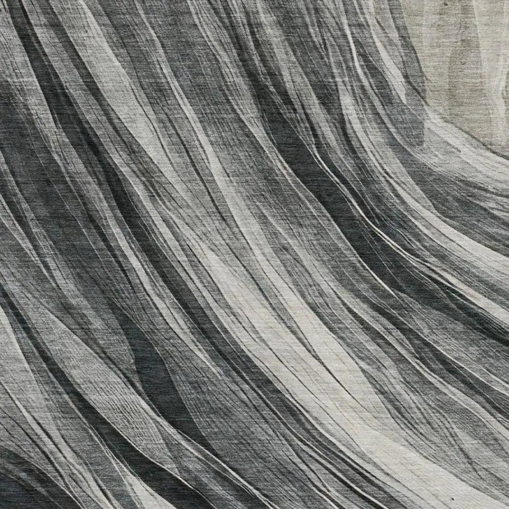 10' X 14' Gray And Graphite Abstract Washable Indoor Outdoor Area Rug Homeroots Outdoor