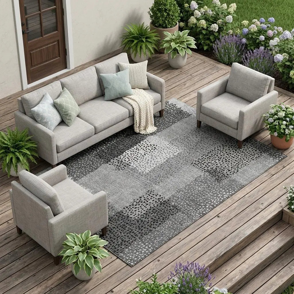 10' X 14' Gray And Graphite Abstract Washable Indoor Outdoor Area Rug Homeroots Outdoor