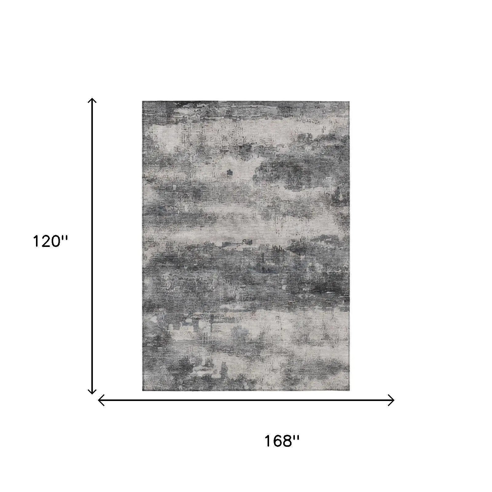 10' X 14' Gray And Graphite Abstract Washable Indoor Outdoor Area Rug Homeroots Outdoor