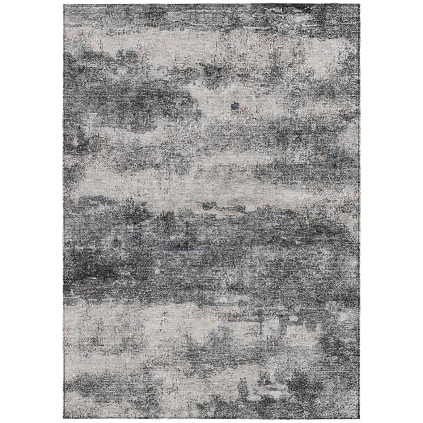 10' X 14' Gray And Graphite Abstract Washable Indoor Outdoor Area Rug Homeroots Outdoor