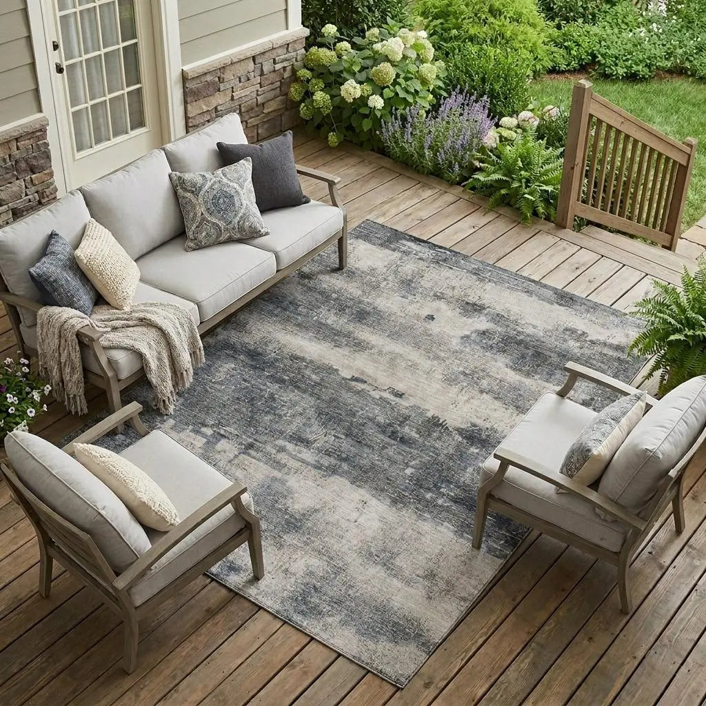 10' X 14' Gray And Graphite Abstract Washable Indoor Outdoor Area Rug Homeroots Outdoor