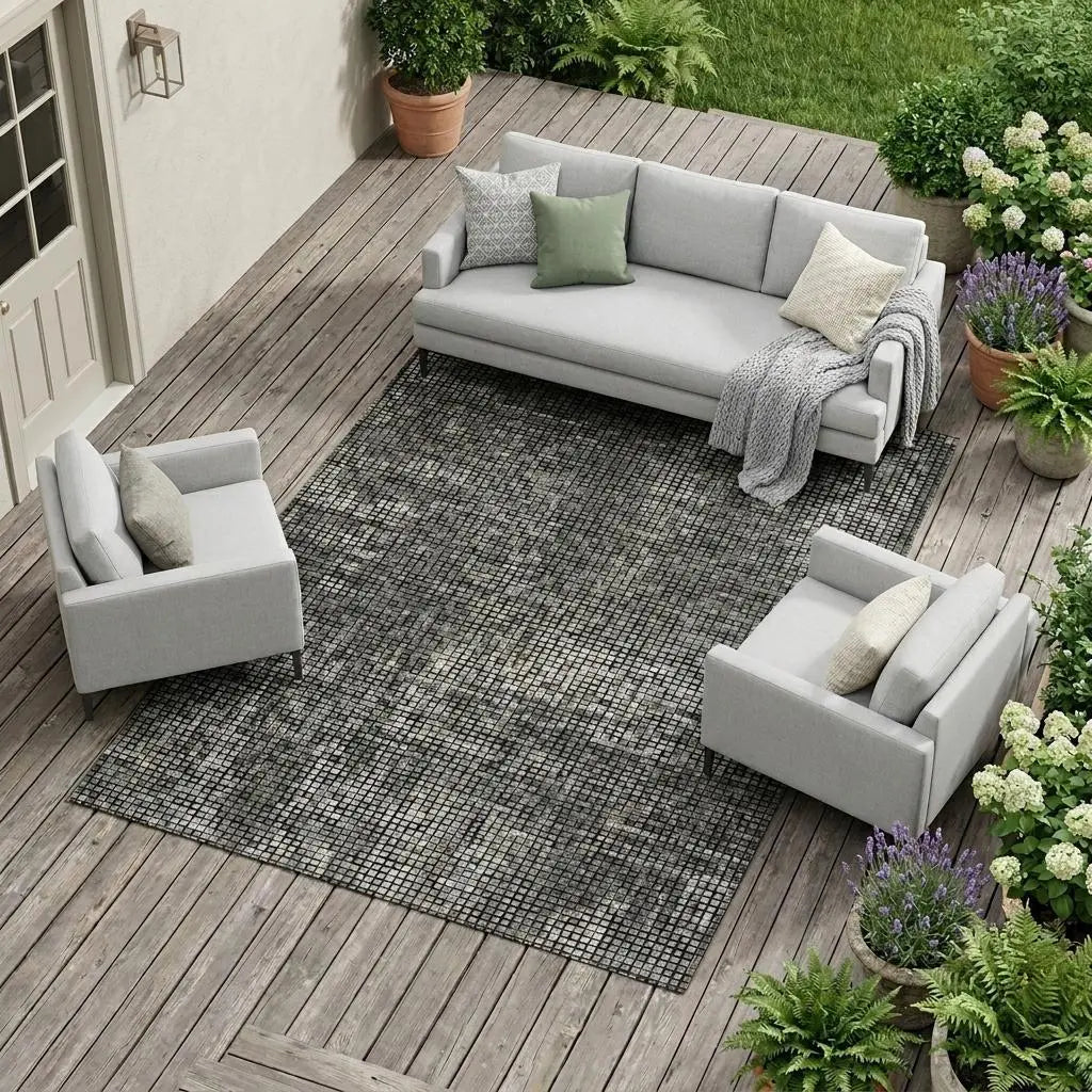 10' X 14' Gray And Graphite Abstract Washable Indoor Outdoor Area Rug Homeroots Outdoor