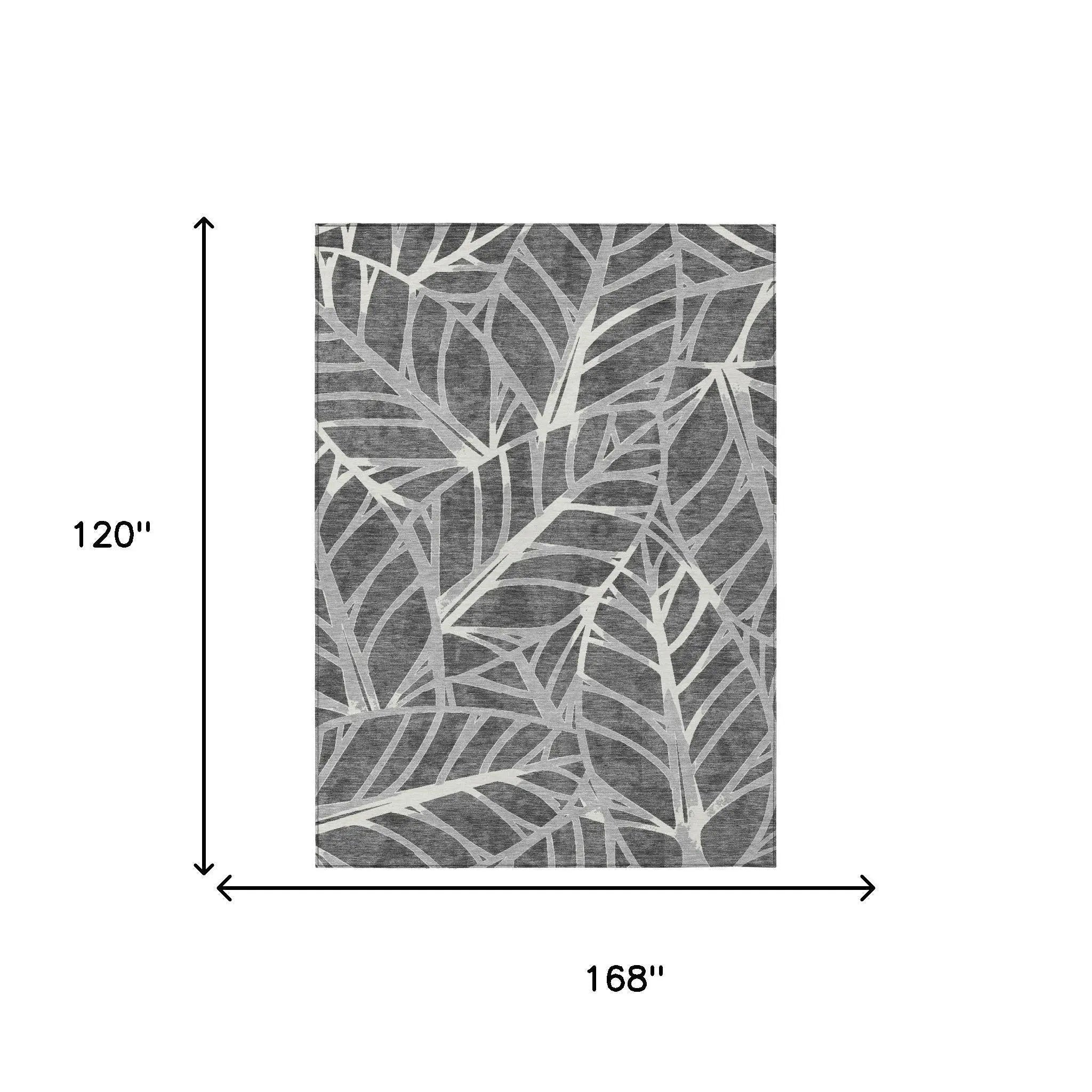 10' X 14' Gray And Graphite Floral Washable Indoor Outdoor Area Rug Homeroots Outdoor