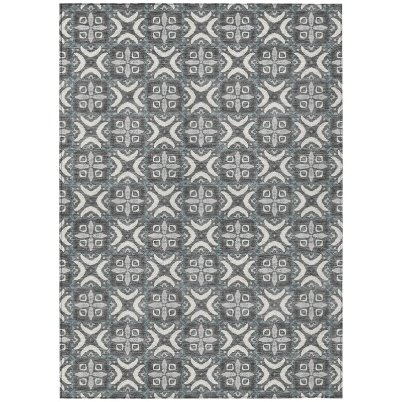 10' X 14' Gray And Graphite Geometric Washable Indoor Outdoor Area Rug Homeroots Outdoor