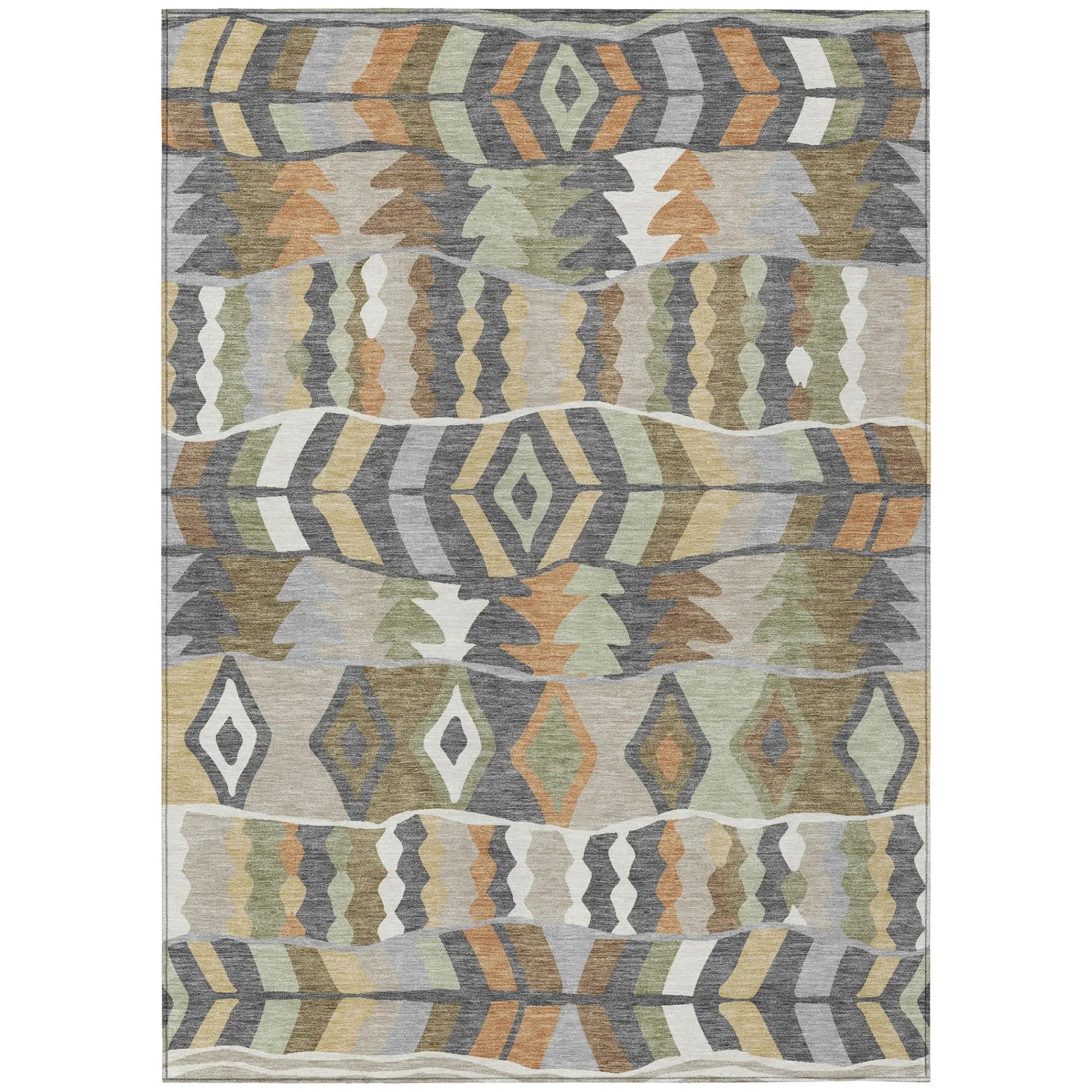 10' X 14' Gray And Graphite Geometric Washable Indoor Outdoor Area Rug Homeroots Outdoor