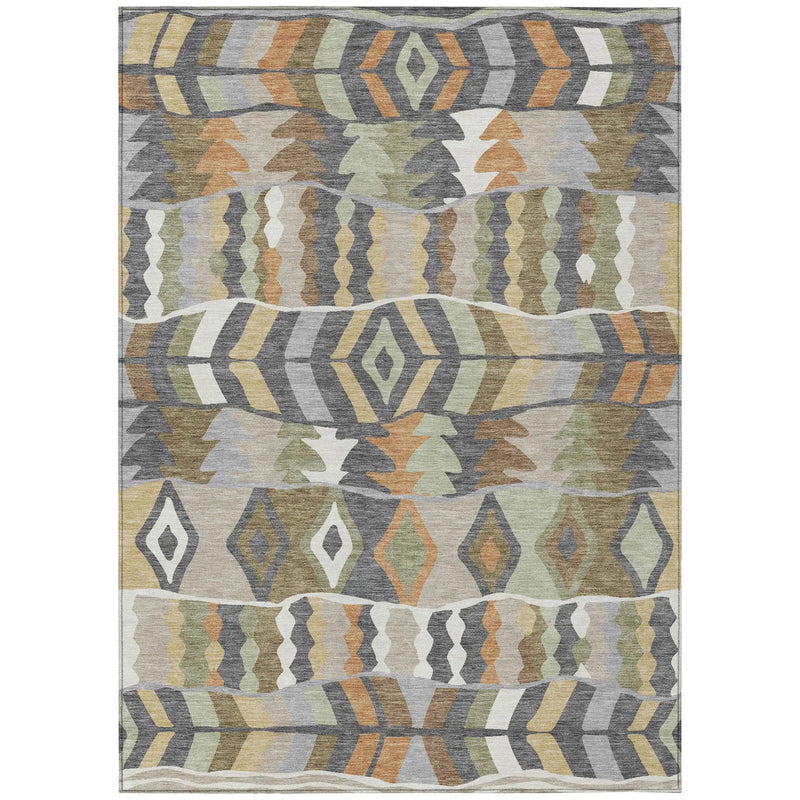 10' X 14' Gray And Graphite Geometric Washable Indoor Outdoor Area Rug Homeroots Outdoor