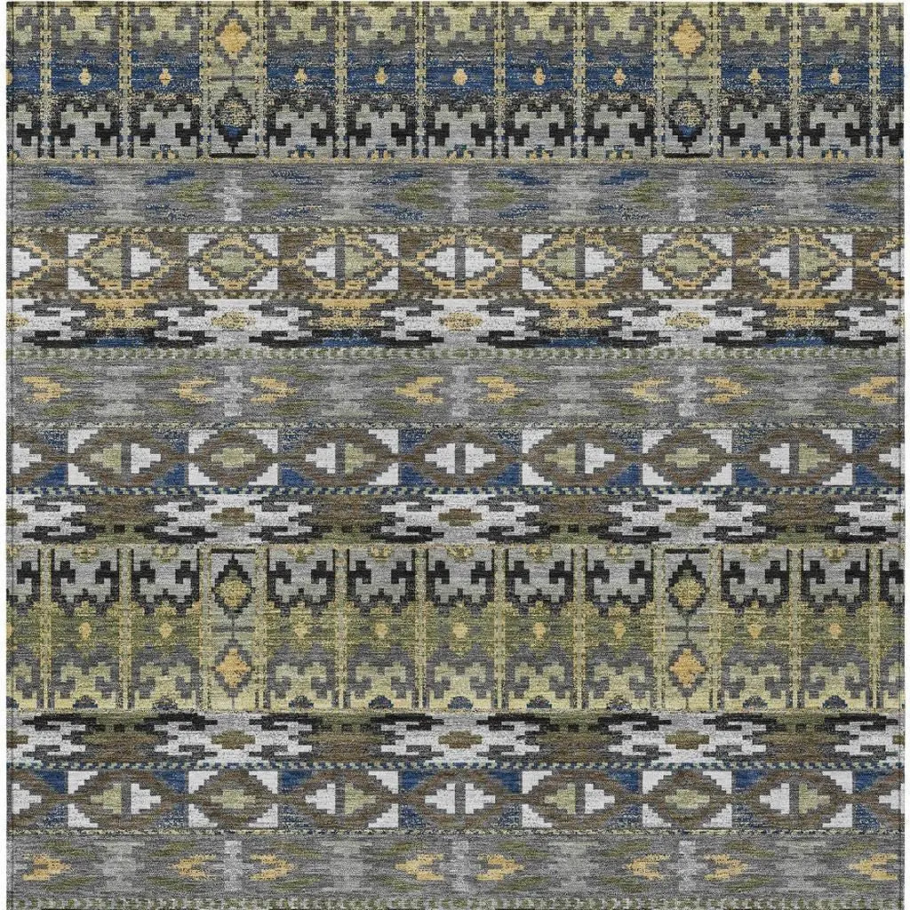 10' X 14' Gray And Graphite Geometric Washable Indoor Outdoor Area Rug Homeroots Outdoor