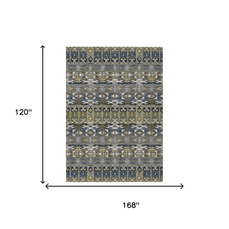 10' X 14' Gray And Graphite Geometric Washable Indoor Outdoor Area Rug Homeroots Outdoor
