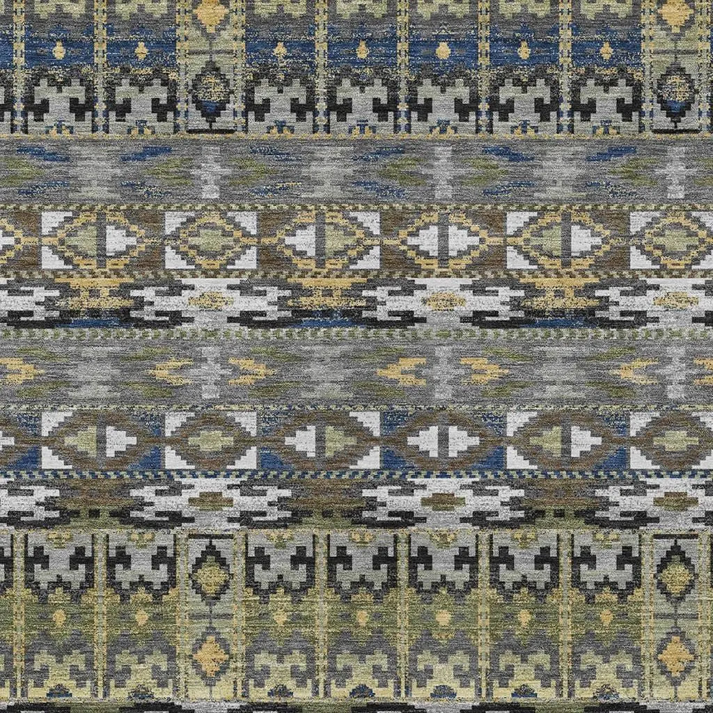 10' X 14' Gray And Graphite Geometric Washable Indoor Outdoor Area Rug Homeroots Outdoor
