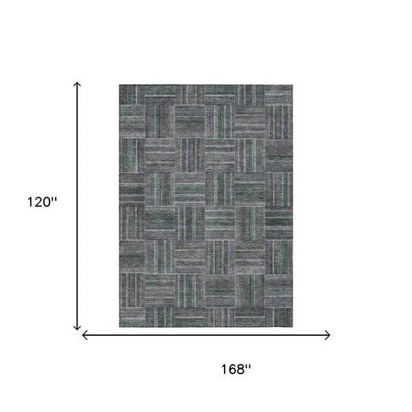 10' X 14' Gray And Graphite Geometric Washable Indoor Outdoor Area Rug Homeroots Outdoor