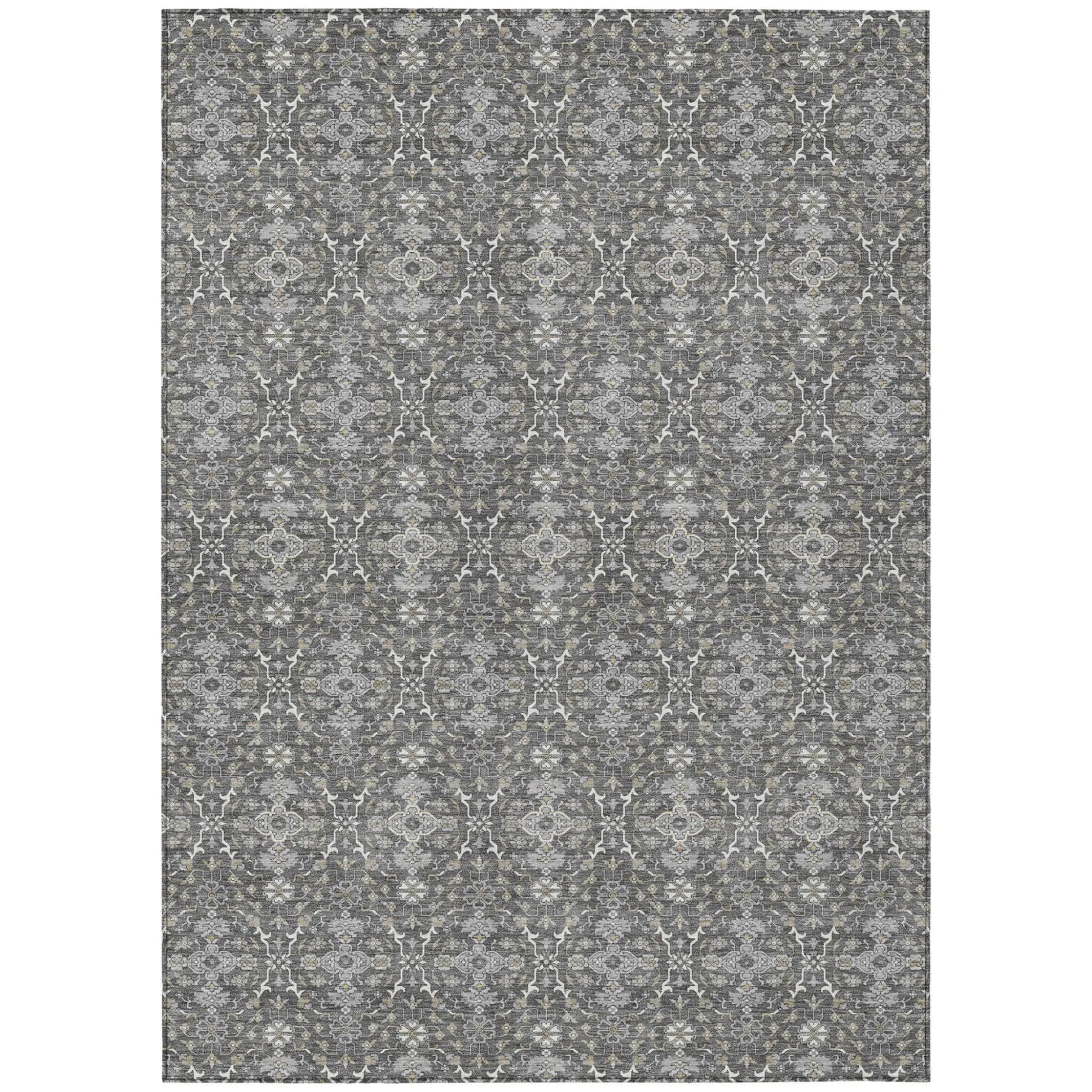 10' X 14' Gray And Graphite Oriental Washable Indoor Outdoor Area Rug Homeroots Outdoor