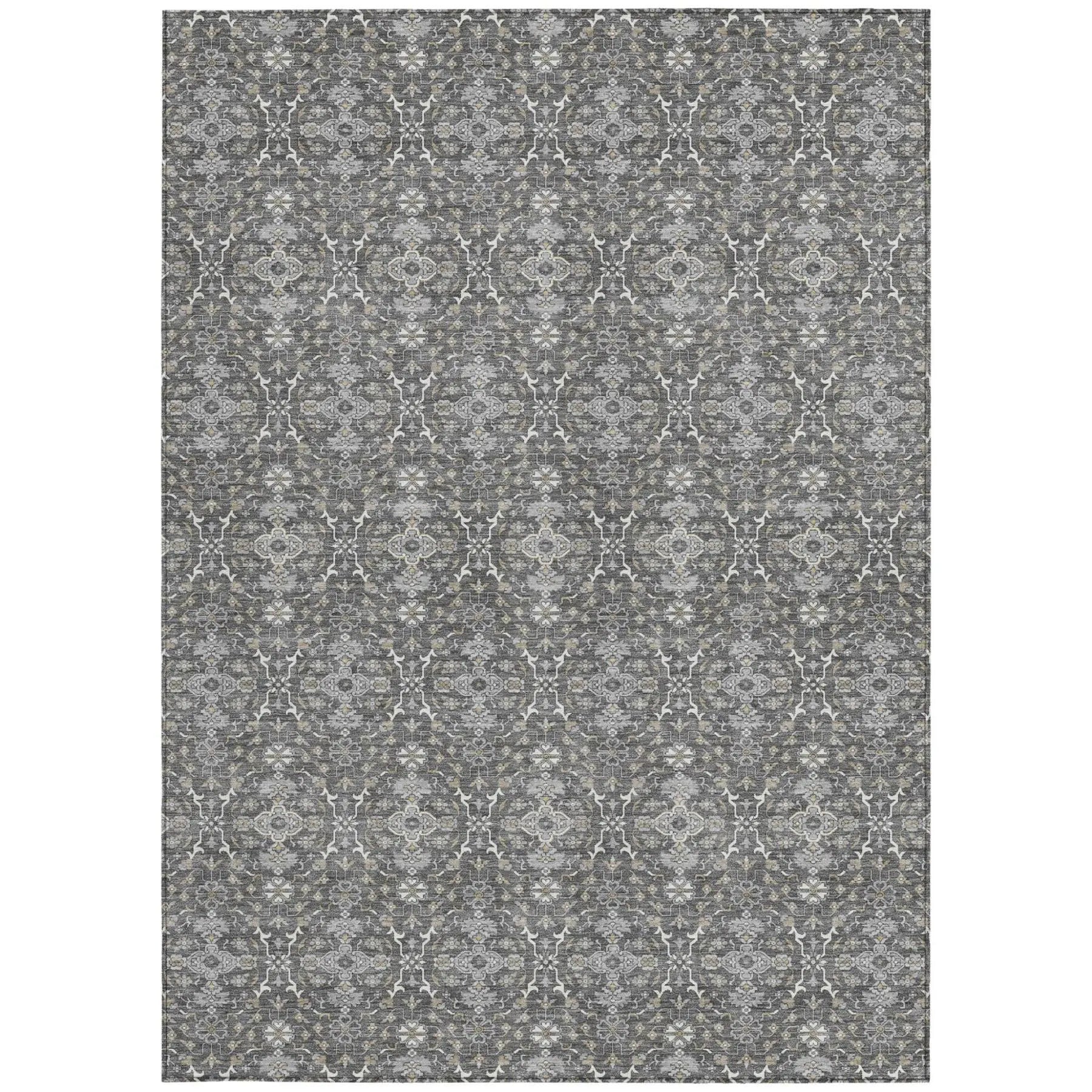 10' X 14' Gray And Graphite Oriental Washable Indoor Outdoor Area Rug Homeroots Outdoor