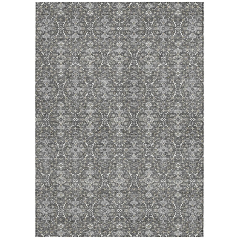 10' X 14' Gray And Graphite Oriental Washable Indoor Outdoor Area Rug Homeroots Outdoor