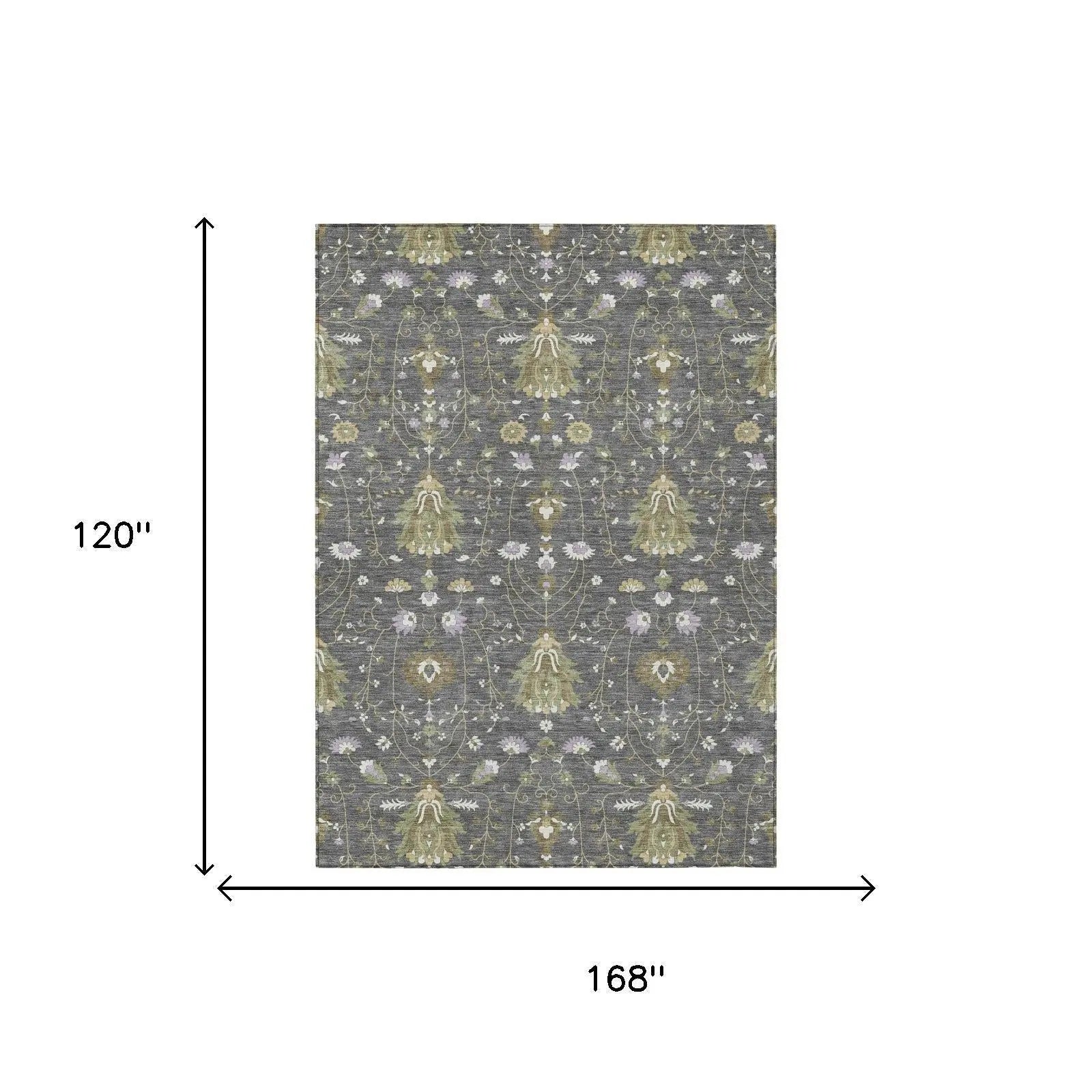 10' X 14' Gray And Graphite Oriental Washable Indoor Outdoor Area Rug Homeroots Outdoor