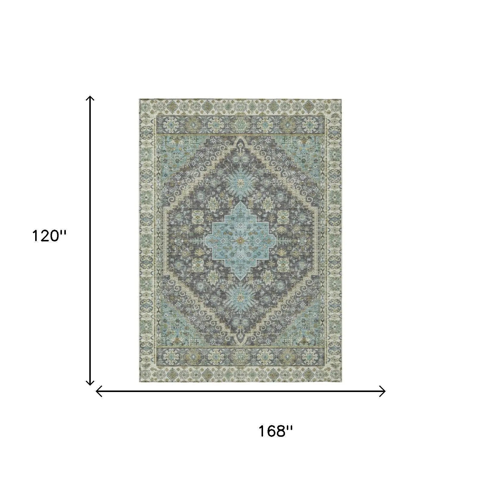 10' X 14' Gray And Graphite Oriental Washable Indoor Outdoor Area Rug Homeroots Outdoor