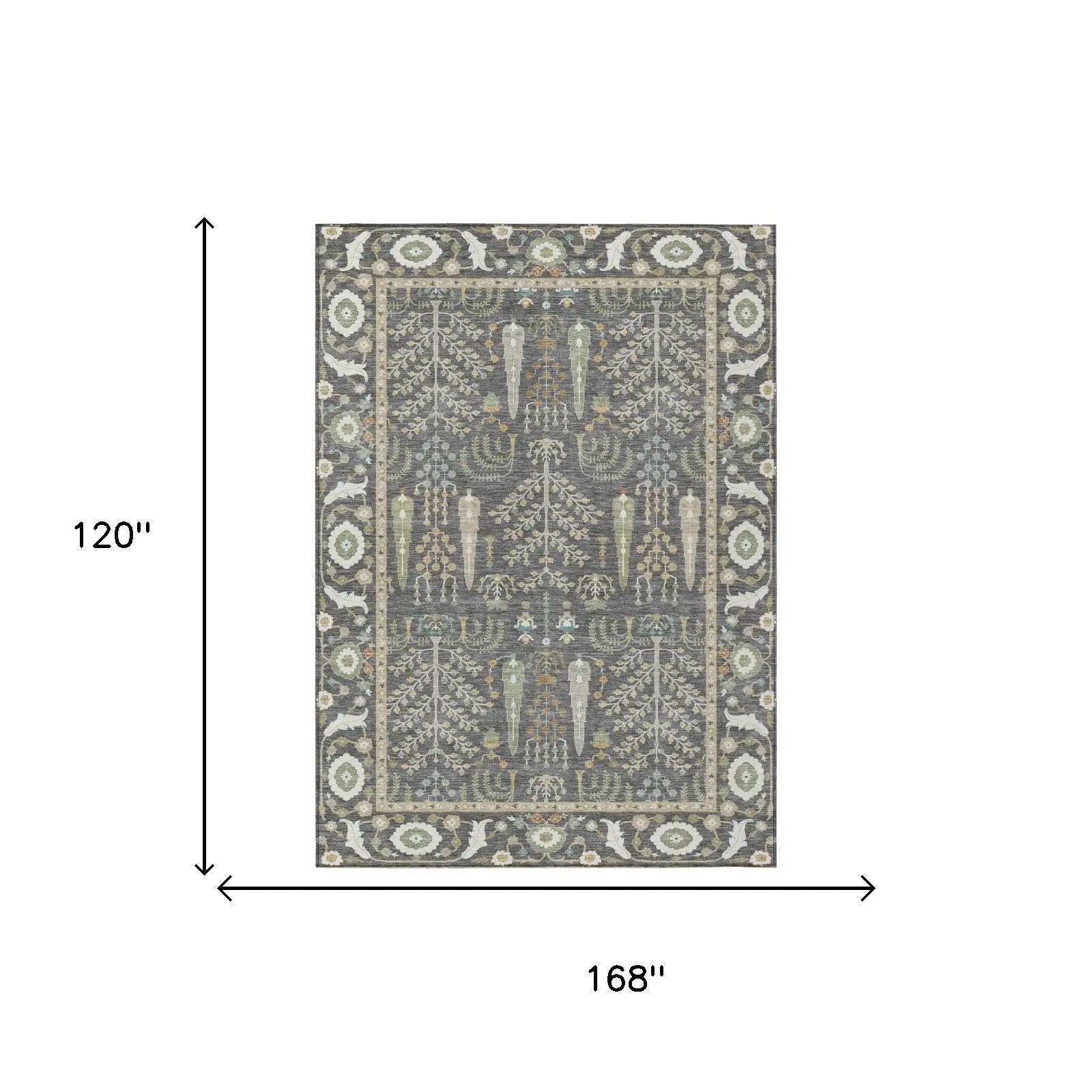 10' X 14' Gray And Graphite Oriental Washable Indoor Outdoor Area Rug Homeroots Outdoor