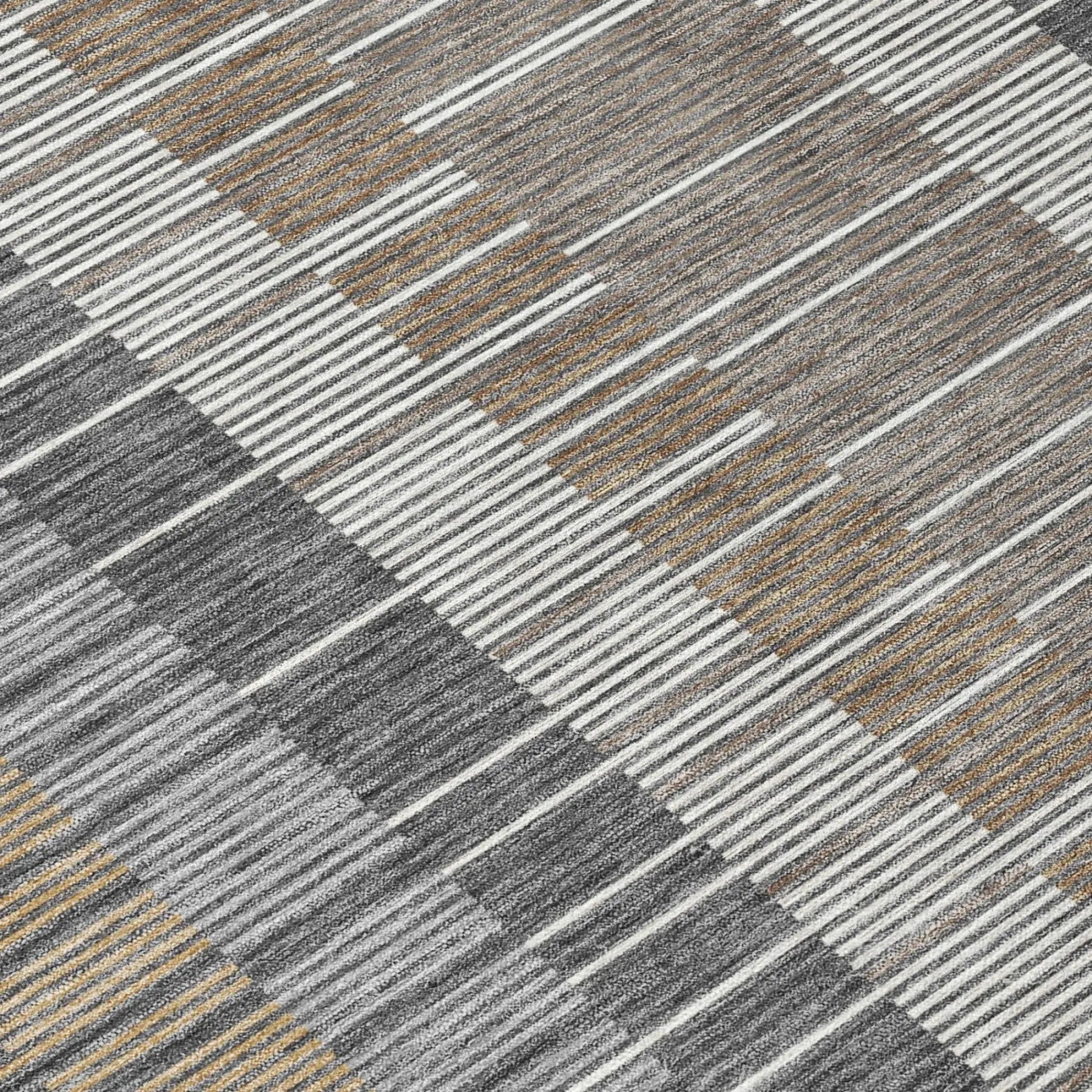 10' X 14' Gray And Graphite Striped Washable Indoor Outdoor Area Rug Homeroots Outdoor