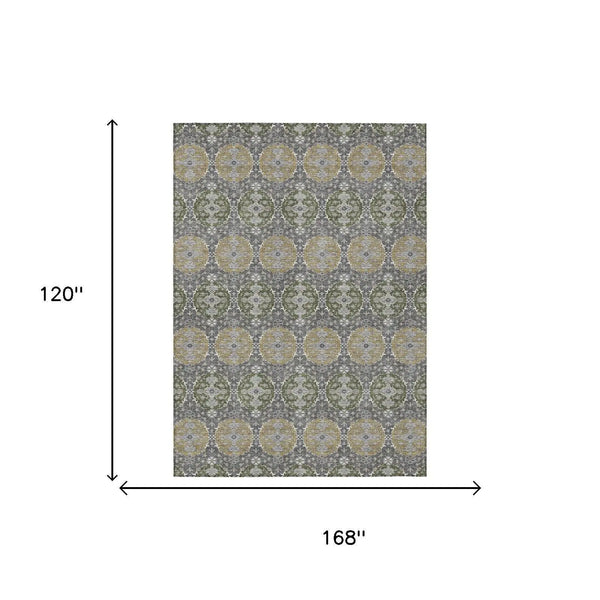 10' X 14' Gray And Graphite Striped Washable Indoor Outdoor Area Rug Homeroots Outdoor