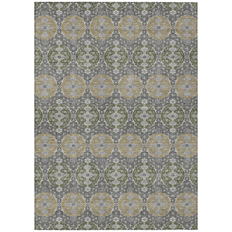 10' X 14' Gray And Graphite Striped Washable Indoor Outdoor Area Rug Homeroots Outdoor