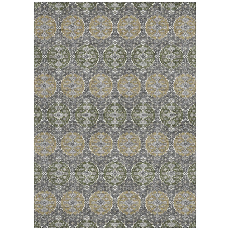10' X 14' Gray And Graphite Striped Washable Indoor Outdoor Area Rug Homeroots Outdoor