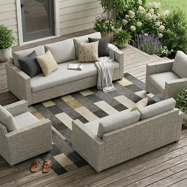 10' X 14' Gray And Graphite Striped Washable Indoor Outdoor Area Rug Homeroots Outdoor