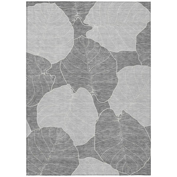 10' X 14' Gray And Ivory Floral Washable Indoor Outdoor Area Rug Homeroots Outdoor