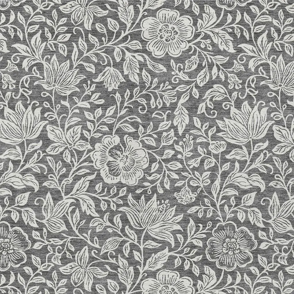10' X 14' Gray And Ivory Floral Washable Indoor Outdoor Area Rug Homeroots Outdoor