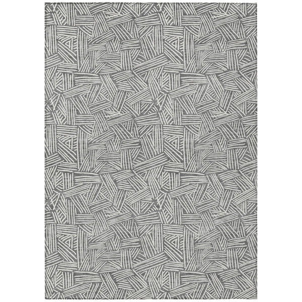 10' X 14' Gray And Ivory Geometric Washable Indoor Outdoor Area Rug Homeroots Outdoor