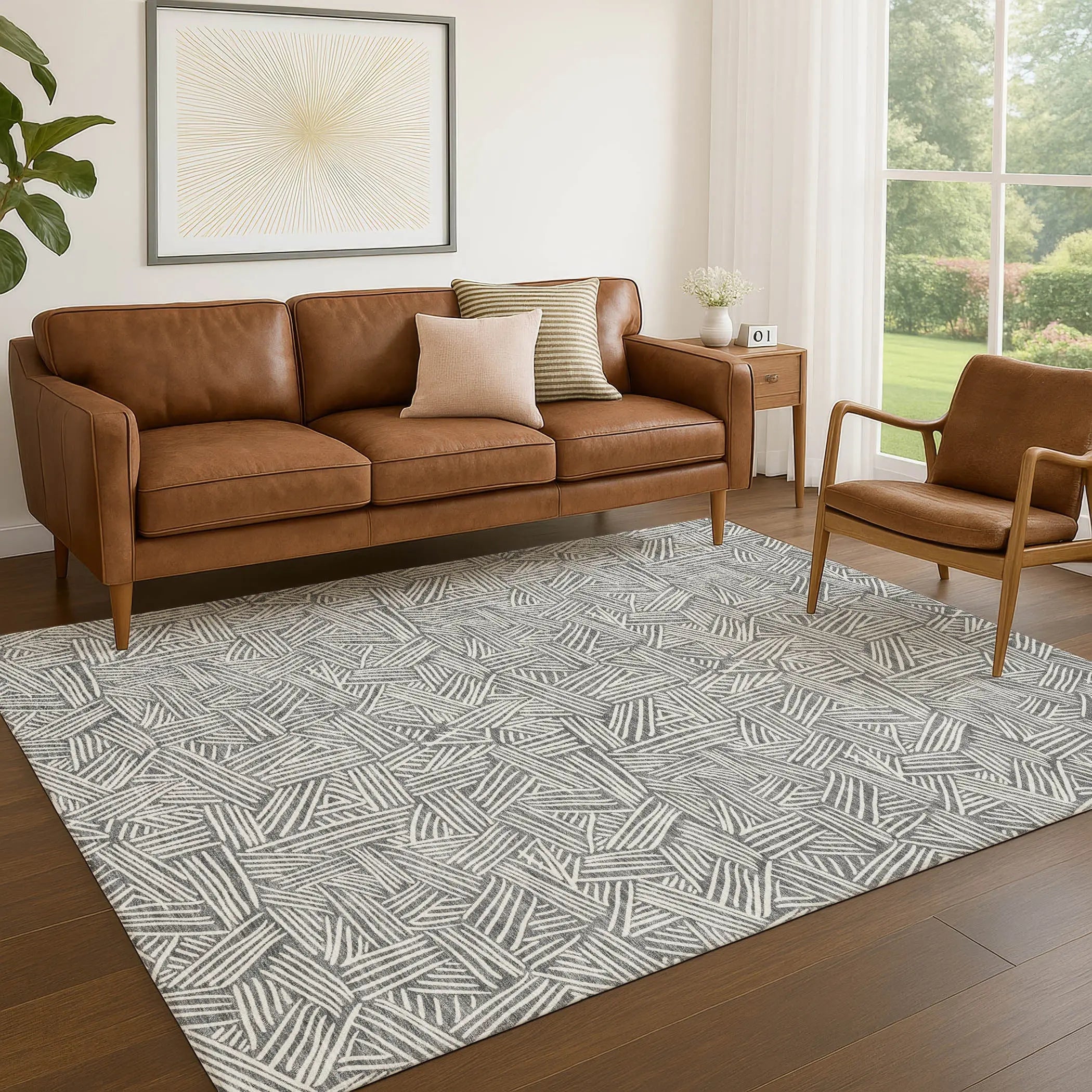 10' X 14' Gray And Ivory Geometric Washable Indoor Outdoor Area Rug Homeroots Outdoor