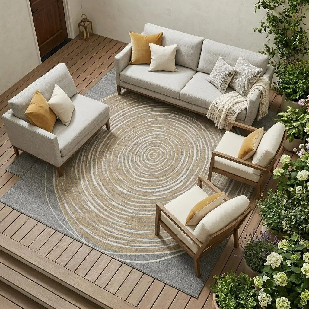 10' X 14' Gray And Ivory Geometric Washable Indoor Outdoor Area Rug Homeroots Outdoor
