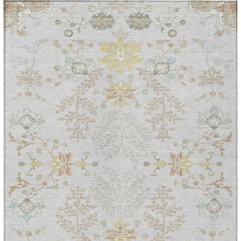 10' X 14' Gray And Ivory Oriental Washable Indoor Outdoor Area Rug Homeroots Outdoor