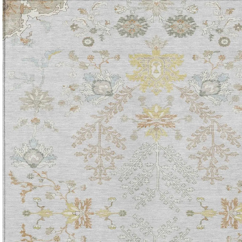 10' X 14' Gray And Ivory Oriental Washable Indoor Outdoor Area Rug Homeroots Outdoor