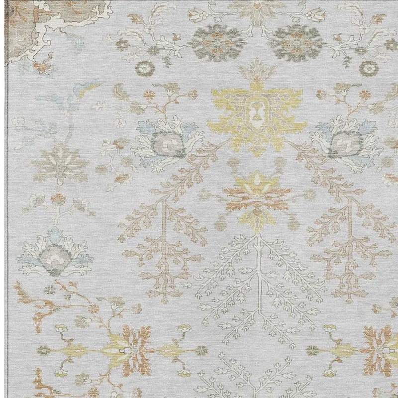 10' X 14' Gray And Ivory Oriental Washable Indoor Outdoor Area Rug Homeroots Outdoor