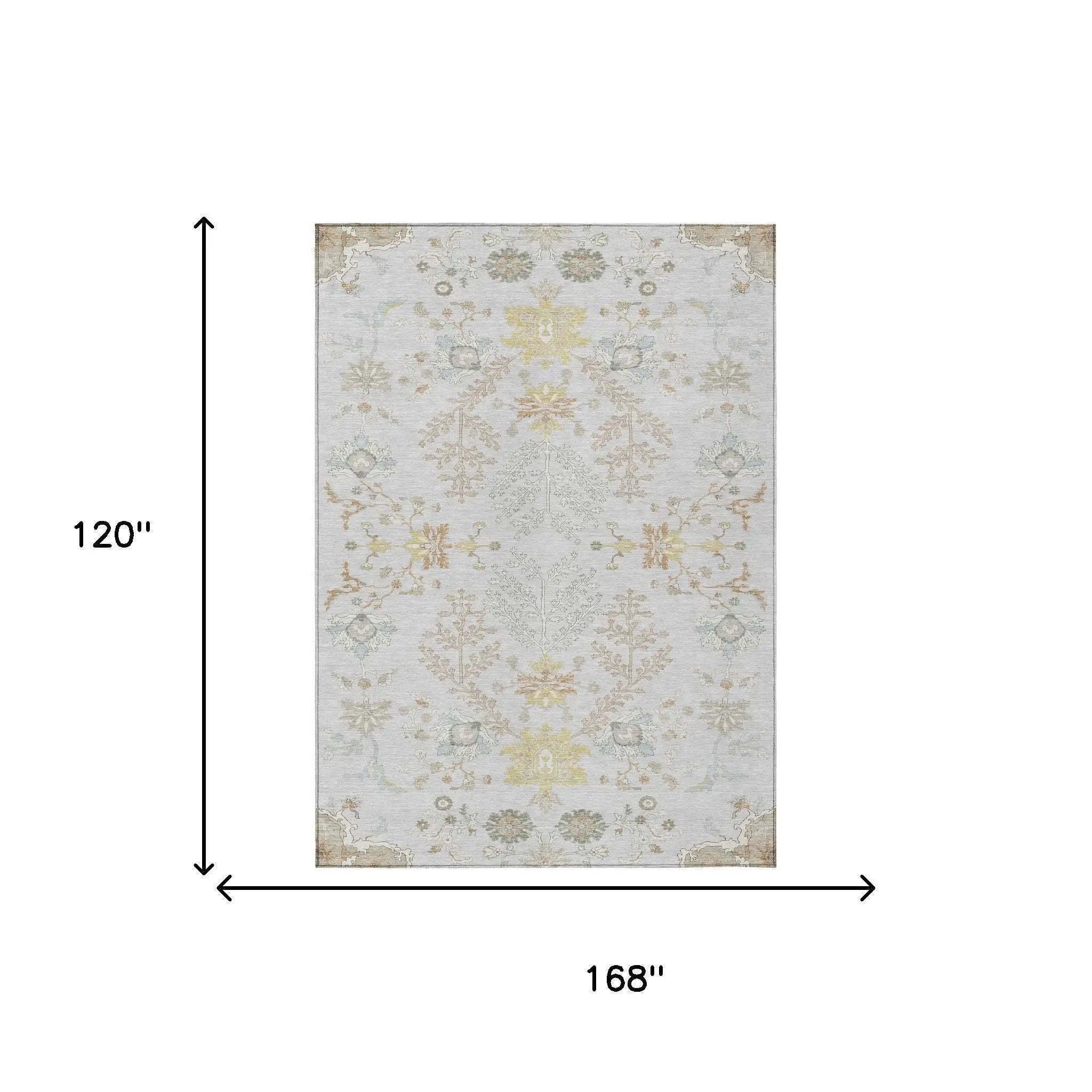 10' X 14' Gray And Ivory Oriental Washable Indoor Outdoor Area Rug Homeroots Outdoor