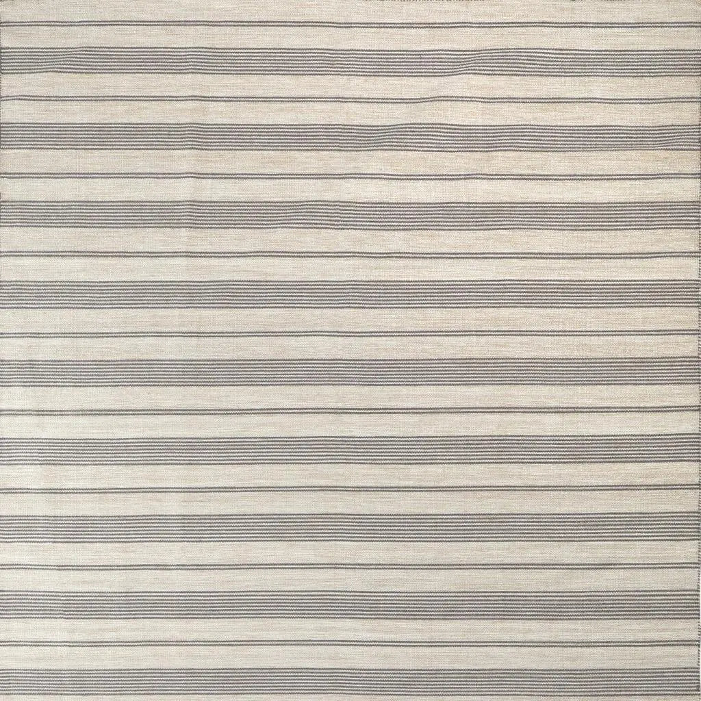 10' X 14' Gray And Ivory Striped Dhurrie Hand Woven Stain Resistant Area Rug Homeroots Outdoor