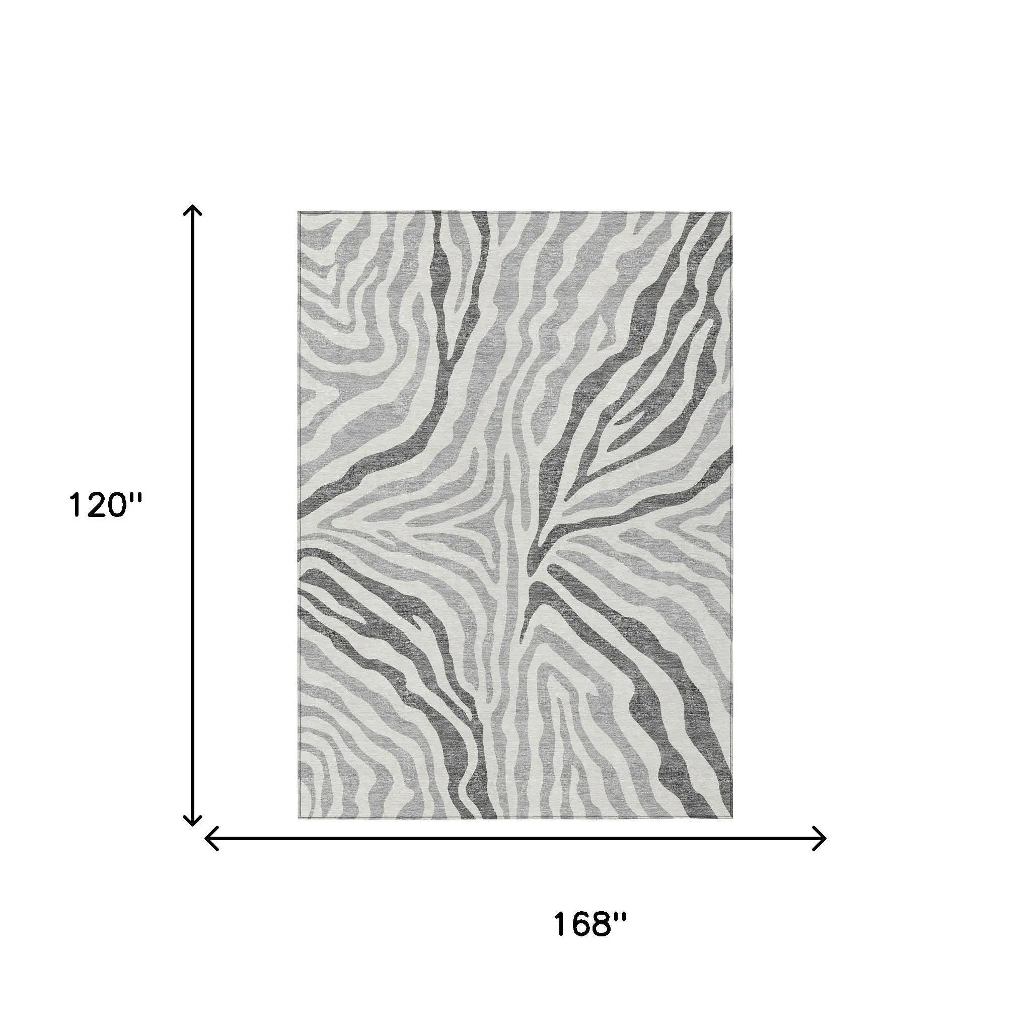 10' X 14' Gray And Ivory Zebra Print Washable Indoor Outdoor Area Rug Homeroots Outdoor