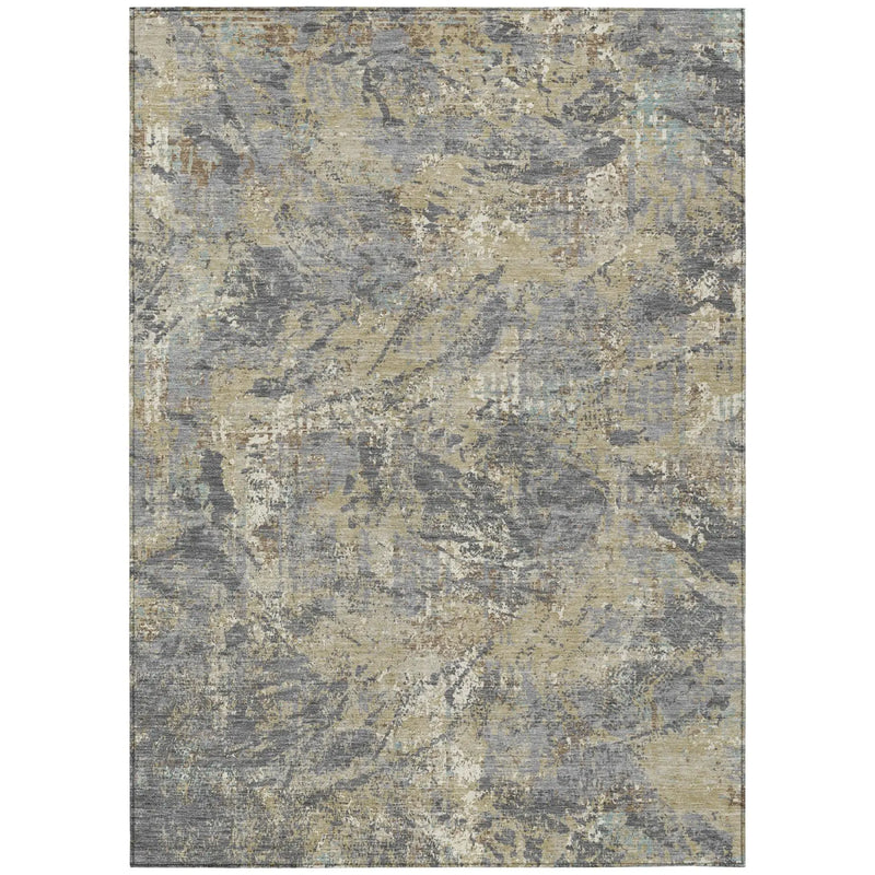 10' X 14' Gray And Khaki Abstract Washable Indoor Outdoor Area Rug Homeroots Outdoor